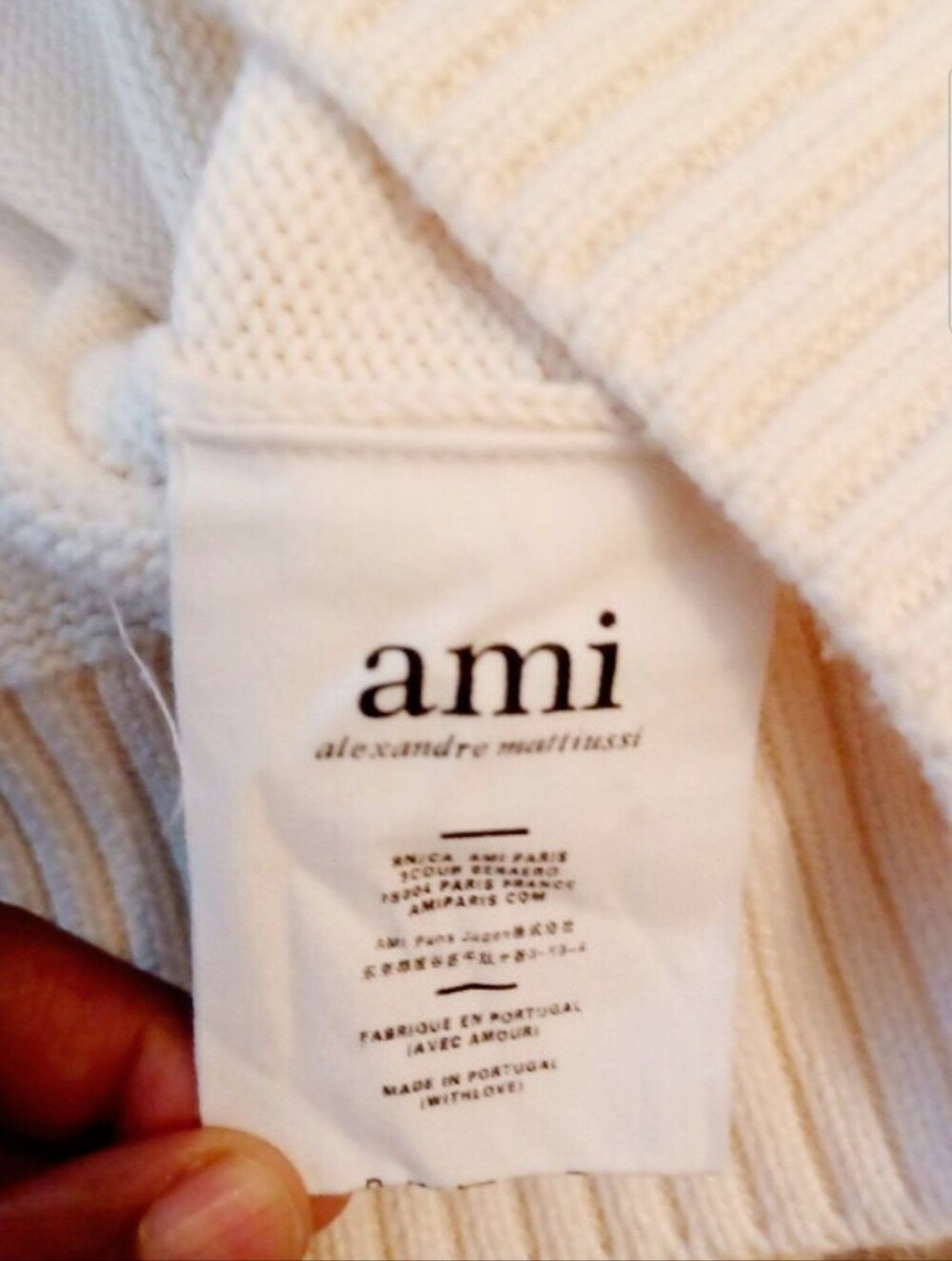 AMI Paris Alexandre Mattiussi Luxe Cream Cardigan with Red Heart 'A', L - Picture 8 of 11
